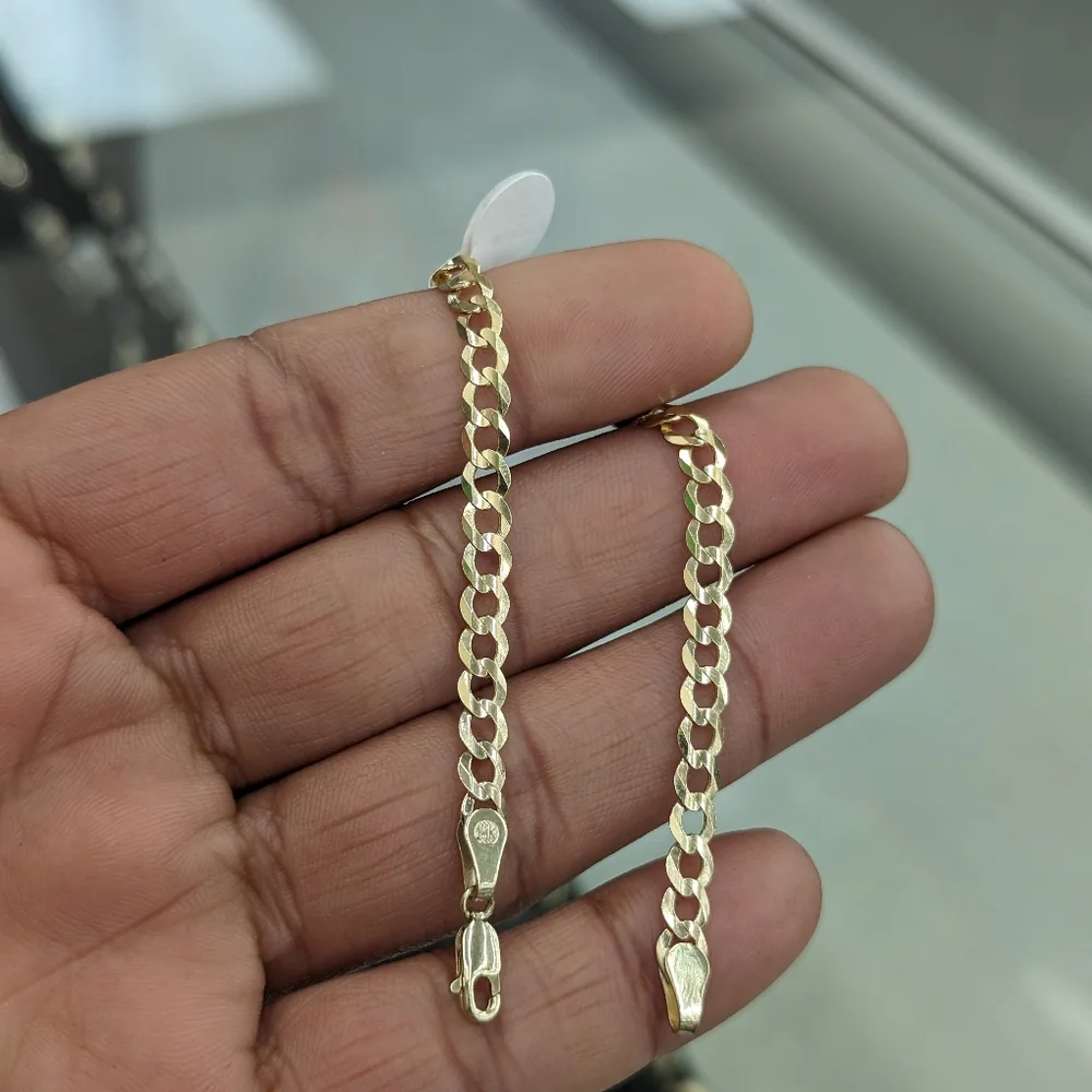 14kt Real Solid Gold Cuban Curb Bracelet - Picture 6 of 6